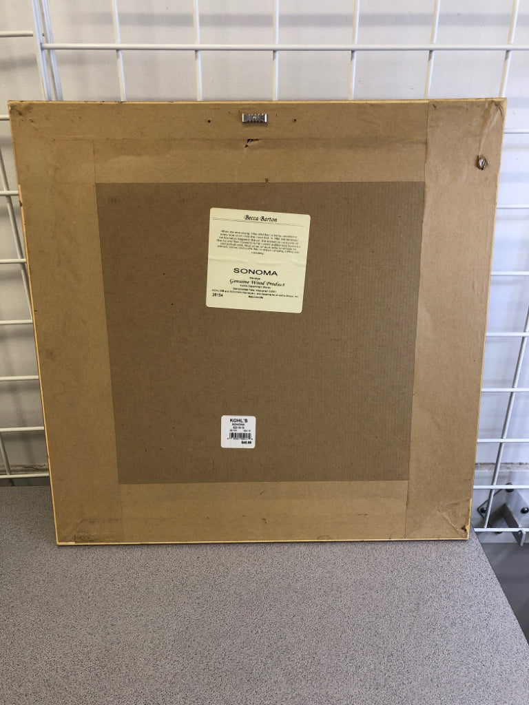 CREAM FLOWER PAINTING IN GOLD SHADOWBOX FRAME.