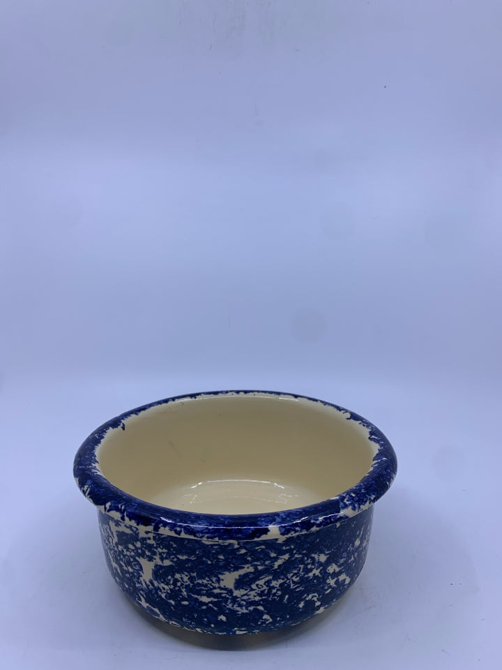 HEAVY NAVY & CREAM CERAMIC BOWL.