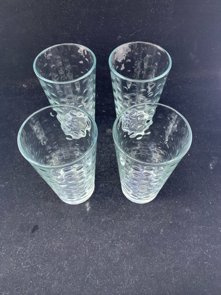 4 BUBBLE WATER GLASSES.