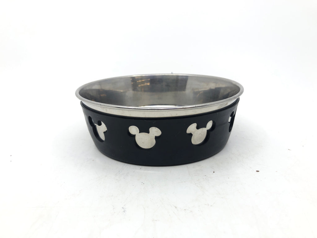 METAL DOG BOWLS W MICKEY MOUSE SILCONE.