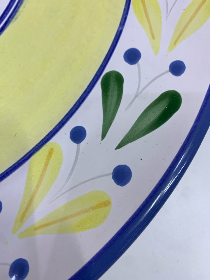 EARTHENWARE BLUE & YELLOW FLORAL PLATTER PIER1.