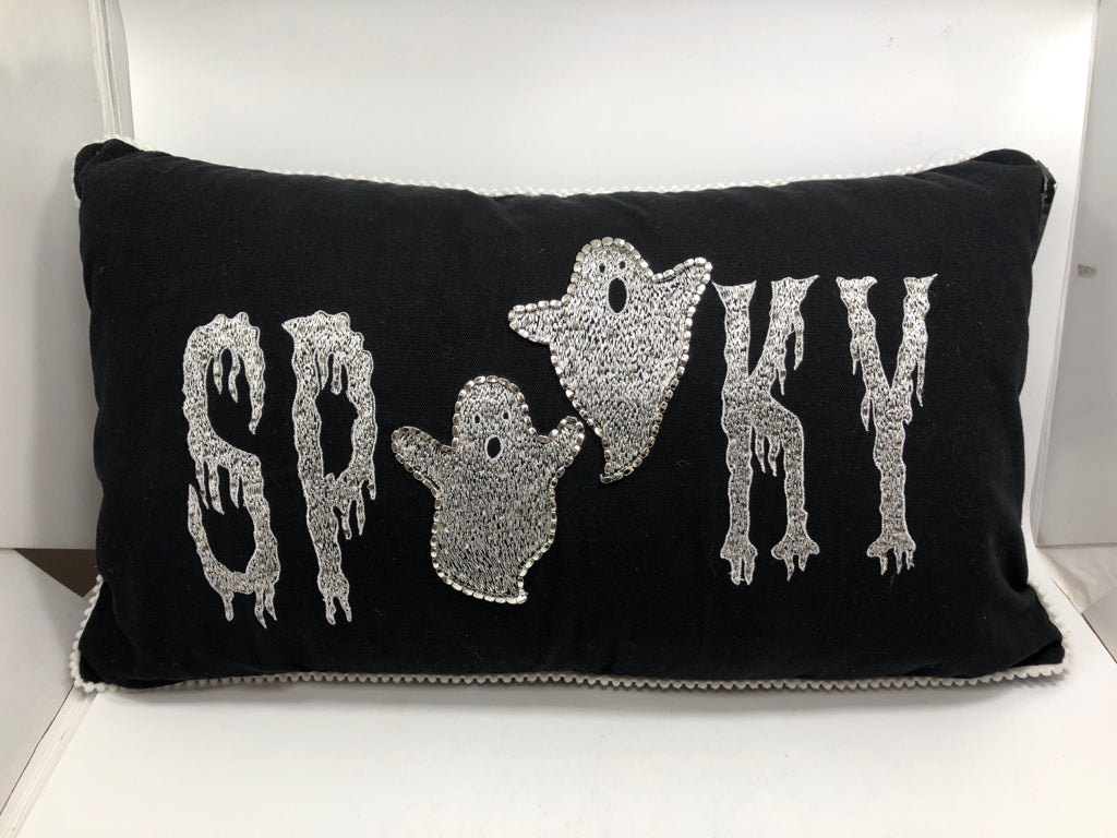 SPOOKY JEWELED GHOST ACCENT PILLOW.