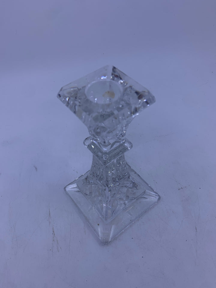 SQUARE WATERFORD TAPER CANDLE HOLDER.