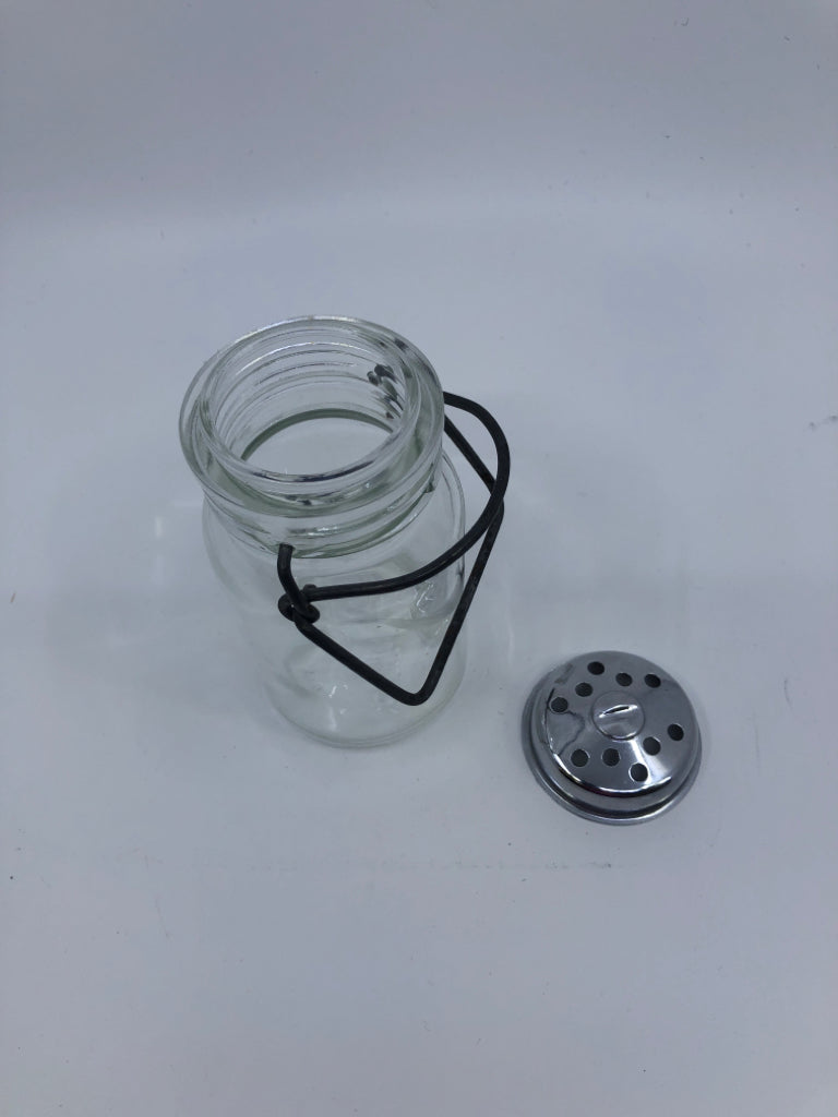 GLASS SHAKER EMPTY BOTTLE W CLASP.