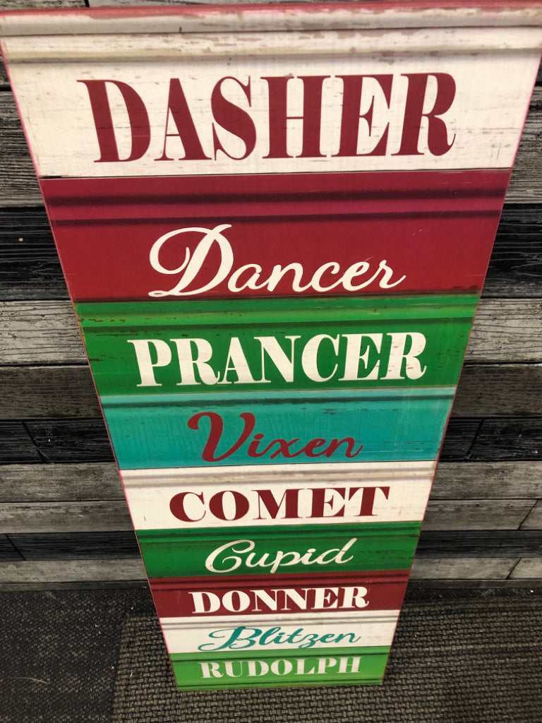 DASHER DANCER PRANCER WALL HANGING.