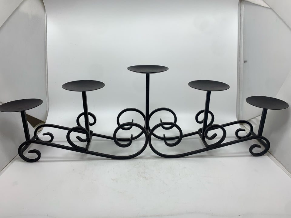 5 SPOT BROWN METAL PILLAR CANDLE CENTERPIECE.