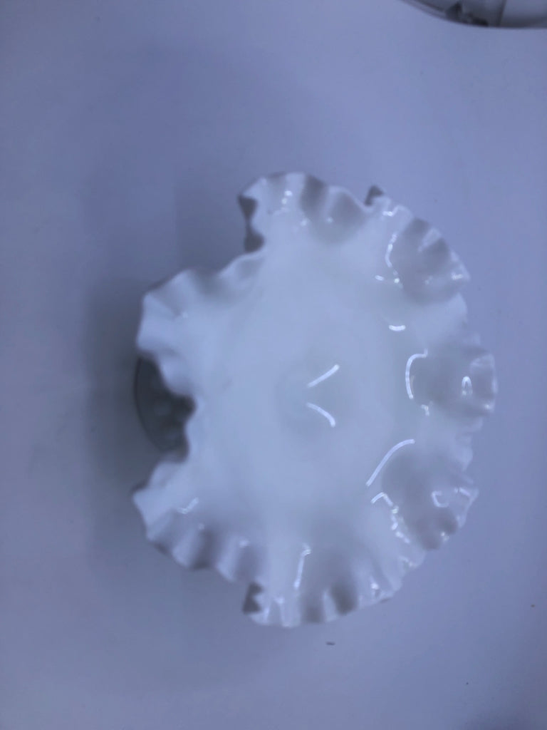 VTG FOOTED MILK GLASS HOBNAIL DISH.