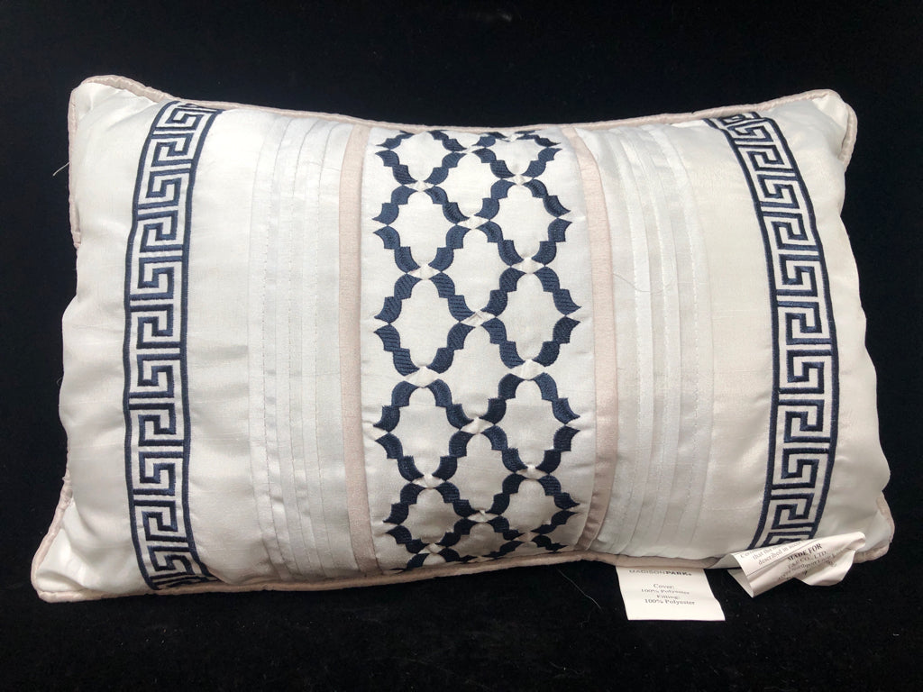 GREEK KEY STRIPED PILLOW.