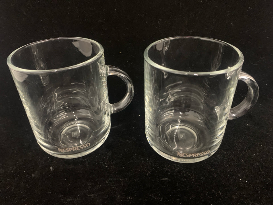 2 CLEAR NESPRESSO MUGS.