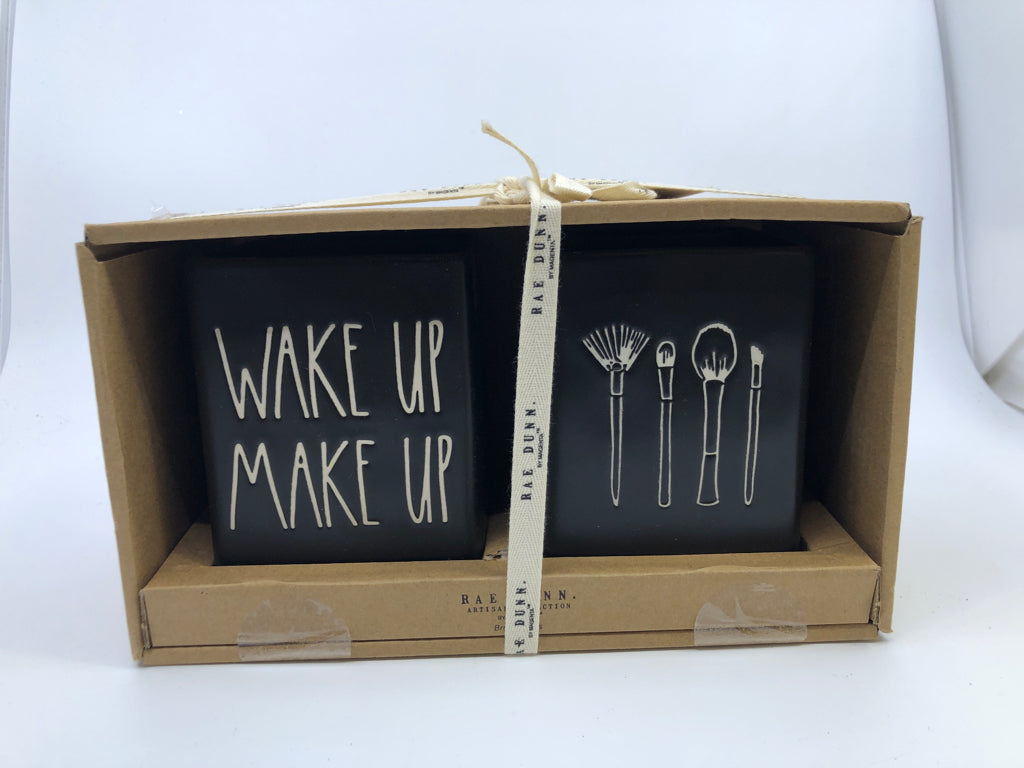 NIB WAKEUP/MAKE UP BLACK BRUSHES- RAE DUNN.