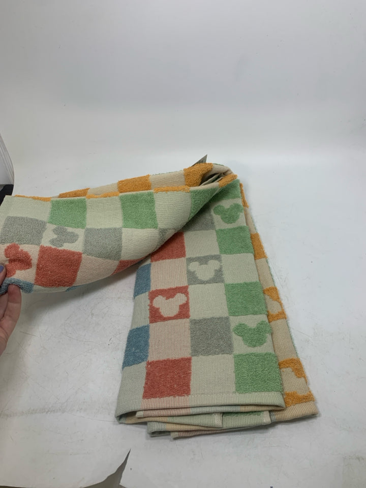 NIP 2 MICKEY MOUSE CHECKERED MOUSE EARS KITCHEN TOWELS.