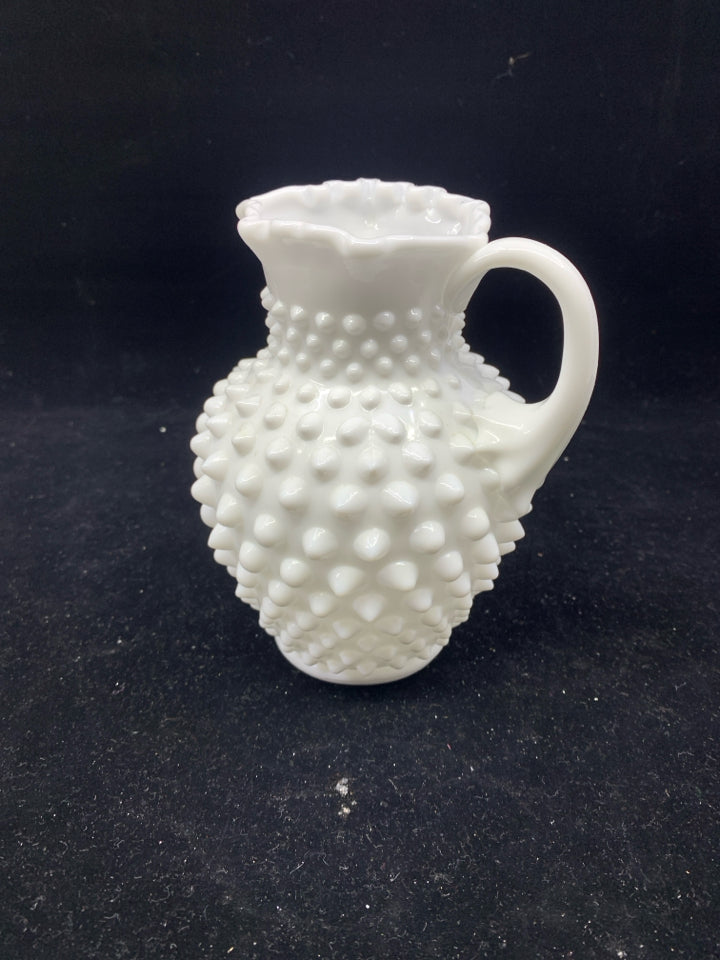 VTG WHITE HOBNAIL SMALL PITCHER.