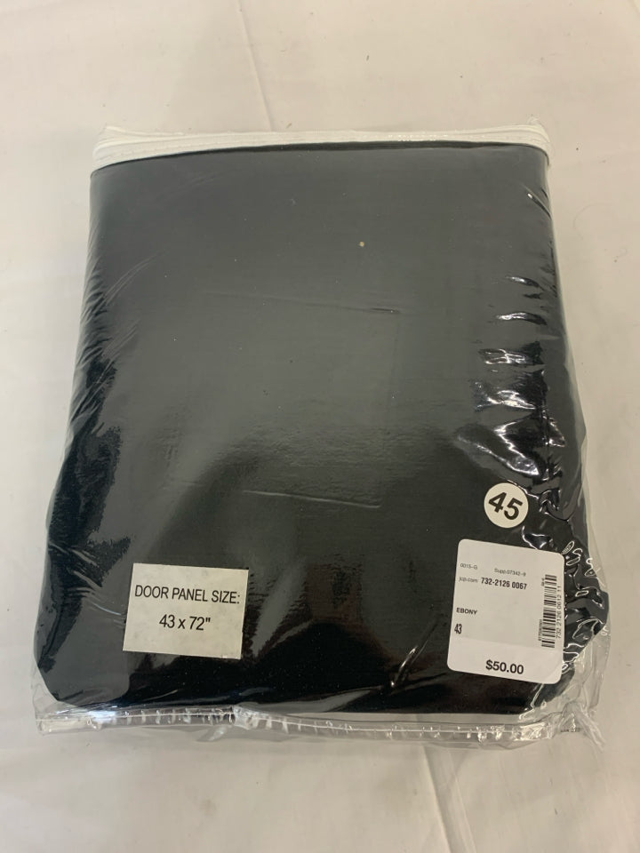 NIB 2 DOOR LENGTH BLACK CURTAIN PANELS.