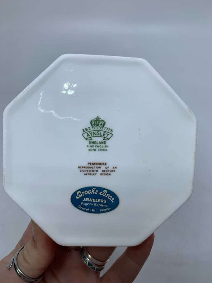 SMALL OCTAGON SHAPED CHERRY BLOSSOMS/BIRDS TRINKET DISH.