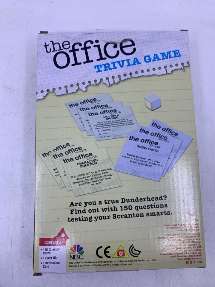 NIP THE OFFICE TRIVIA GAME.