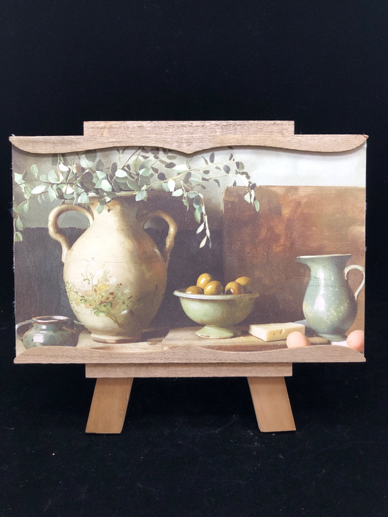 RUSTIC KITCHEN STILL LIFE EASEL ART.