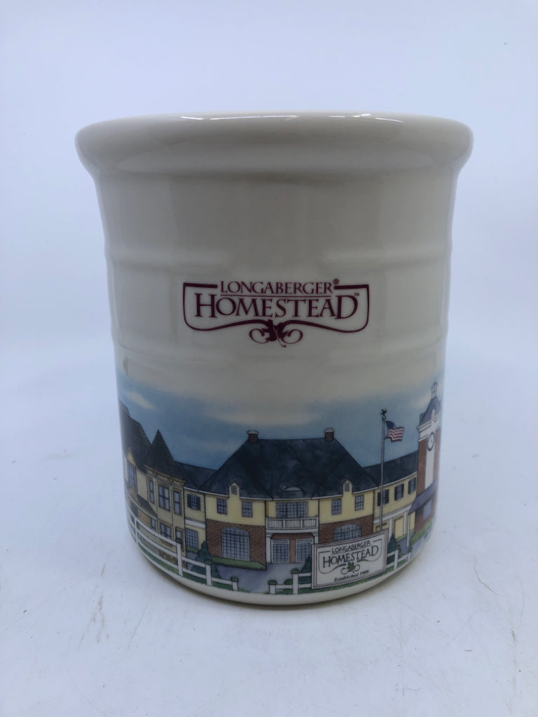 LONGABERGER HOMESTEAD WHITE UTENSIL HOLDER.