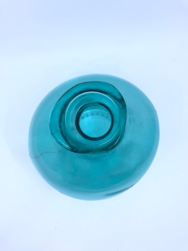 TEAL ROUND VASE.