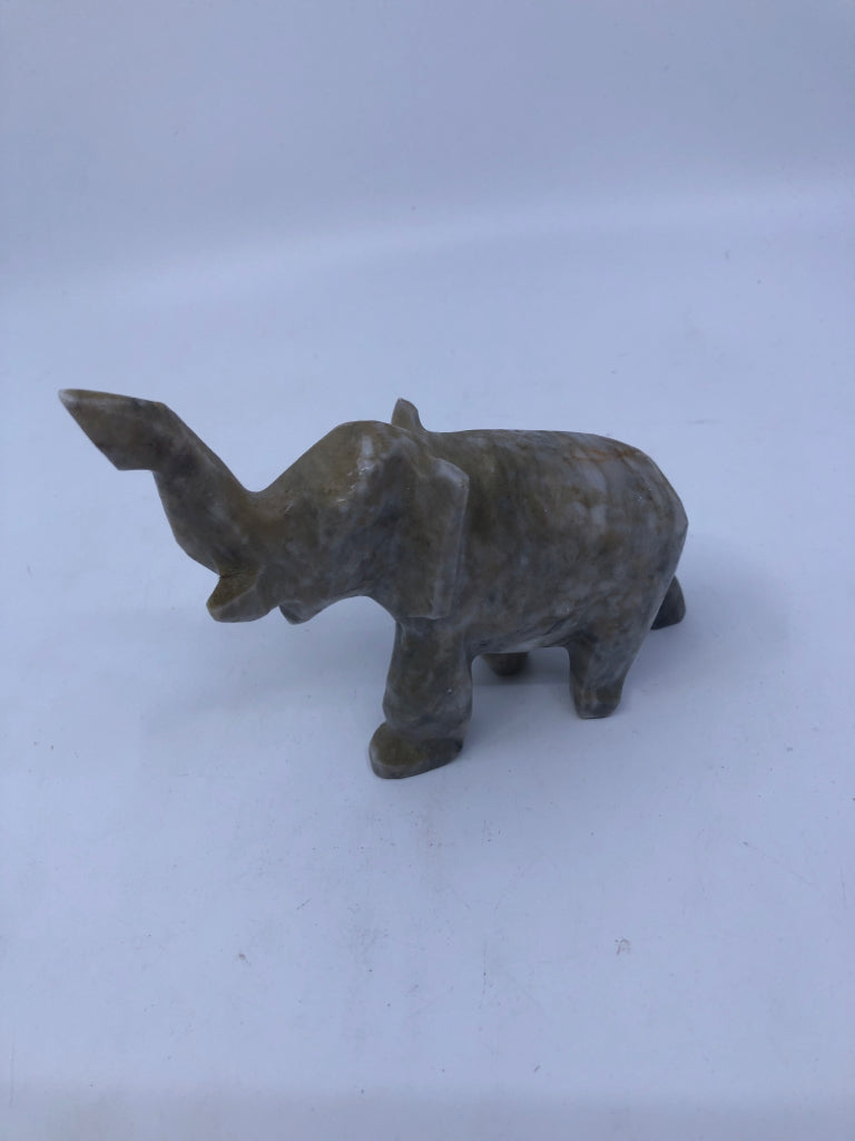 GREY STONE CARVED ELEPHANT.