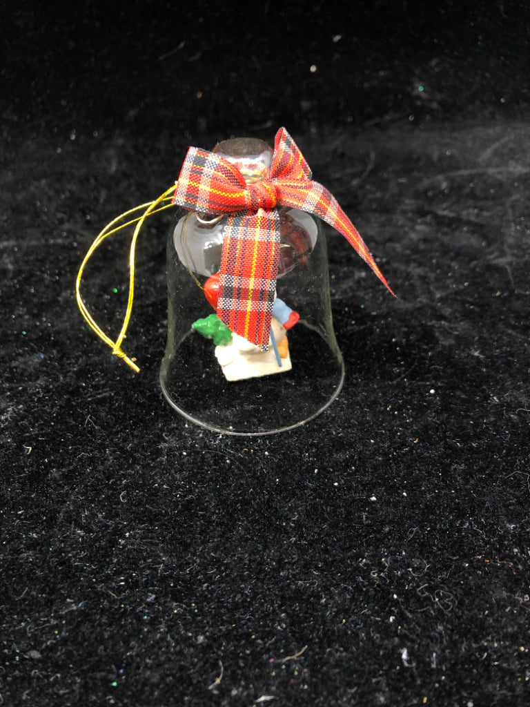GLASS SNOWMAN BELL.