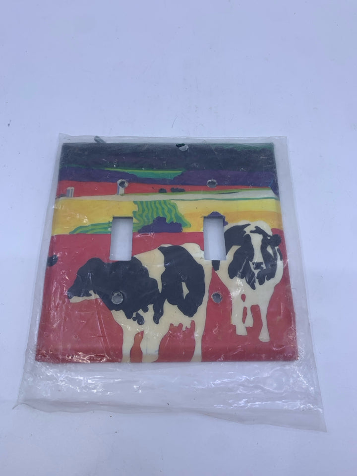 NIP COW DOUBLE SWITCH PLATE COVER.