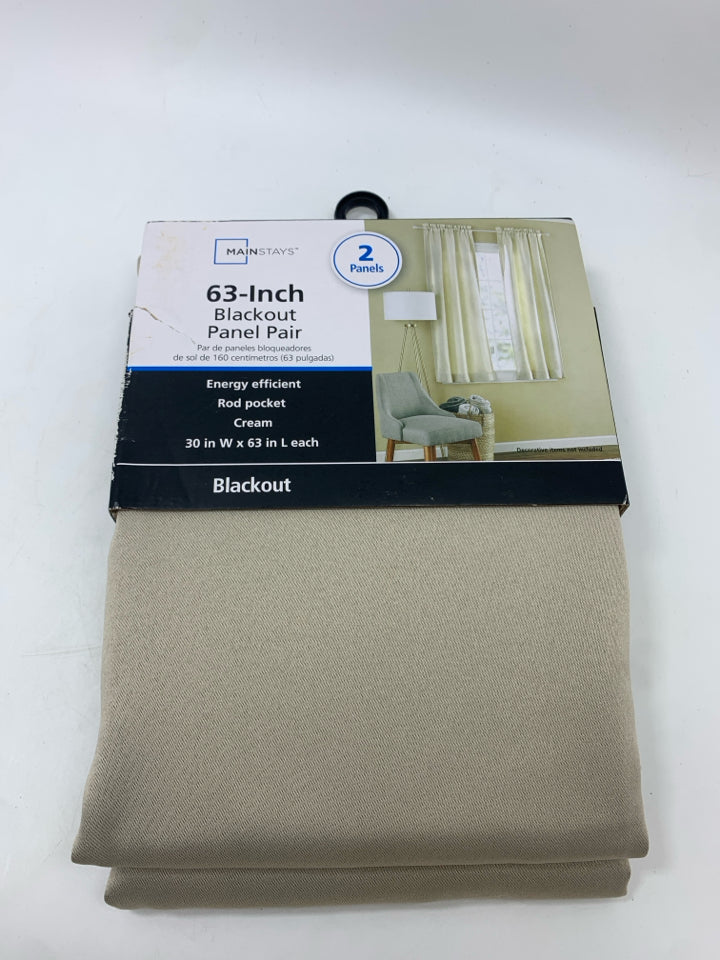 NIP 2PC BEIGE BLACKOUT PANEL CURTAIN.