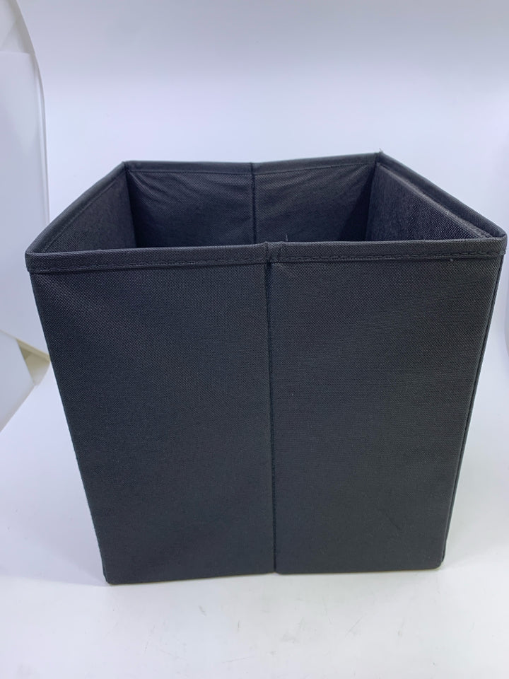 BLACK CANVAS FABRIC STORAGE BIN.