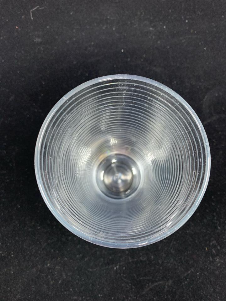 6 RIBBED GLASS WATER GLASSES.
