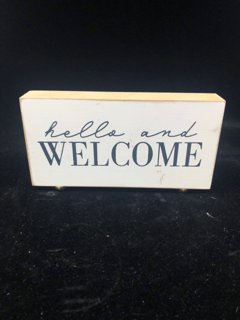 HELLO AND WELCOME WOOD BLOCK.