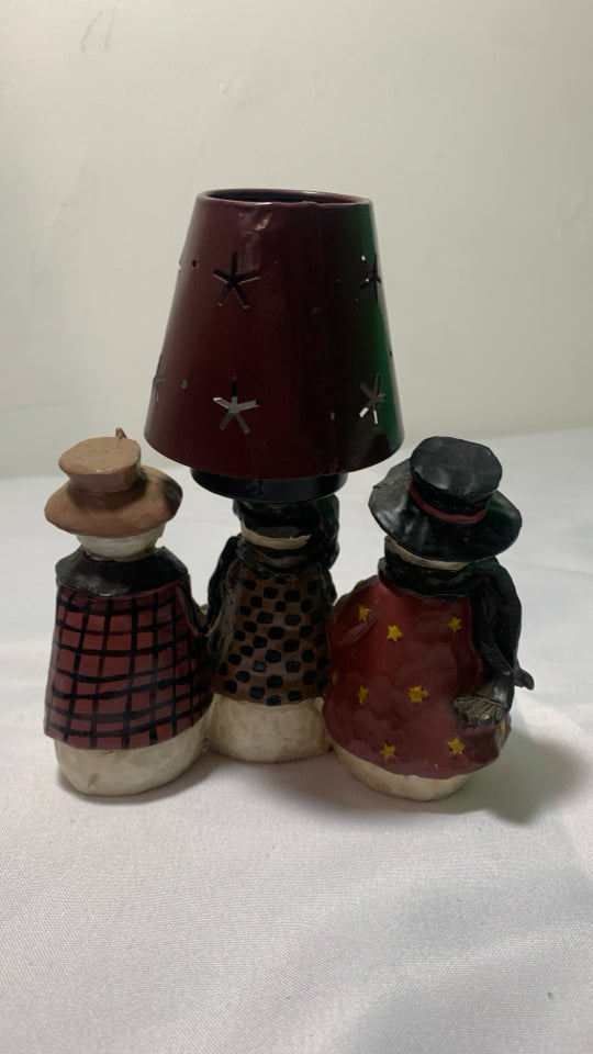 3 STACKED SNOWMAN TEA LIGHT CANDLE LAMP.