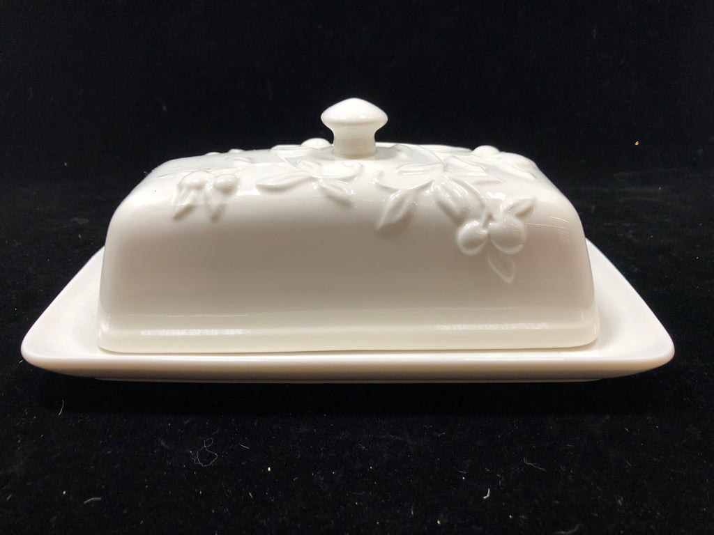 FLORAL BUTTER DISH W/LID-MASON NEUVE CERAMIC.