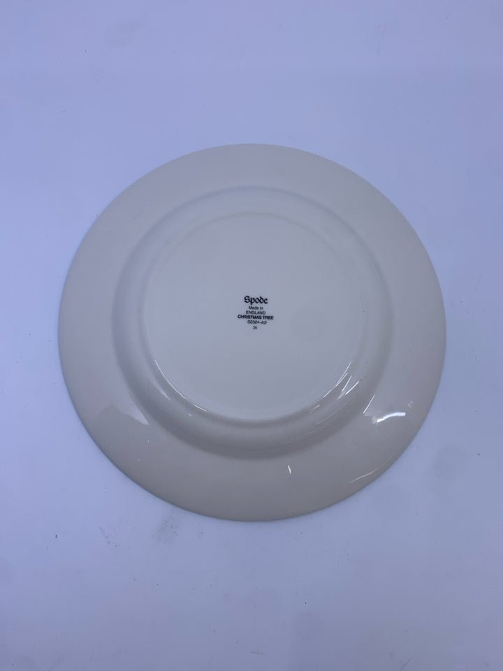 SPODE CHRISTMAS TREE "JOY TO THE WORLD" GREEN EDGE PLATE.