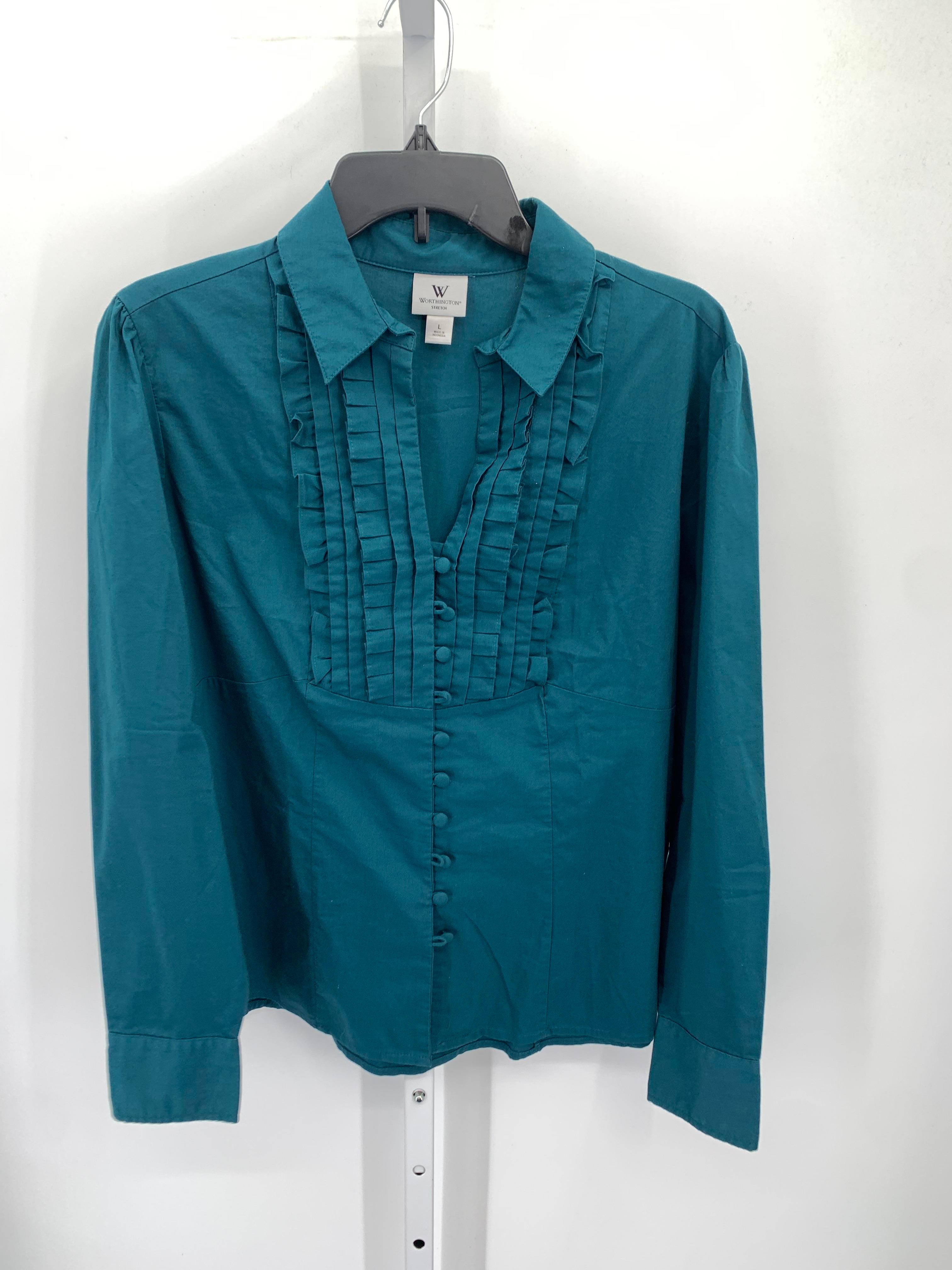 Worthington Size Large Misses Long Sleeve Shirt