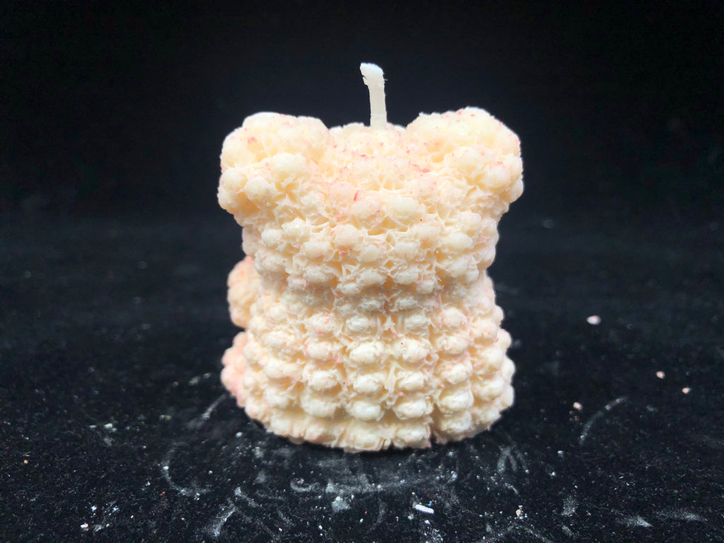 HANDMADE SOY WAX TEDDY BEAR CANDLE.