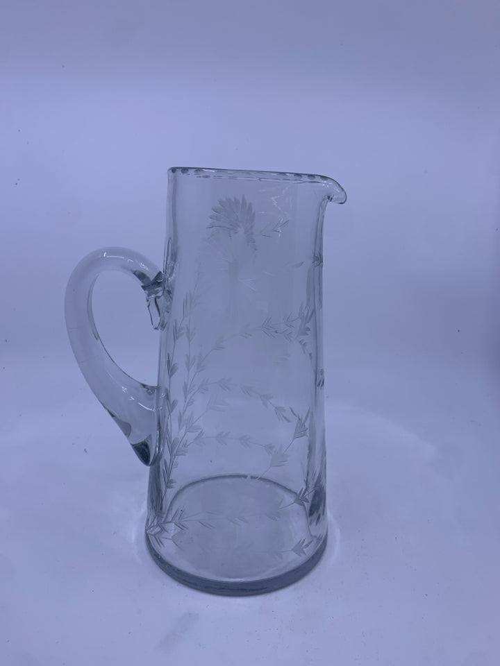 VTG LARGE ETCHED PITCHER.