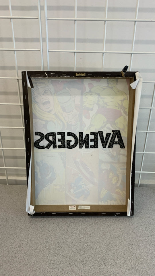 AVENGERS TEXTURED COMIC BOOK STYLE CANVAS WALL ART.