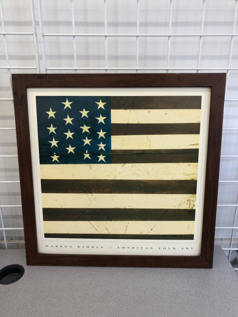 AMERICANA FLAG-AMERICAN FOLK ART-WARREN KIMBLE WALL HANGING.