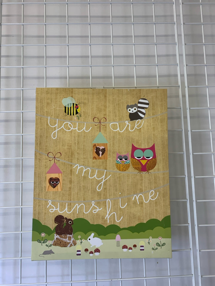 YOU ARE MY SUNSHINE CRITTER CANVAS WALL ART.