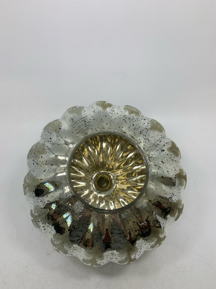 MERCURY GLASS ETCHED PUMPKIN- POTTERY BARN.