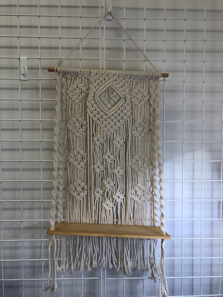 WOODEN MACRAME SHELF.