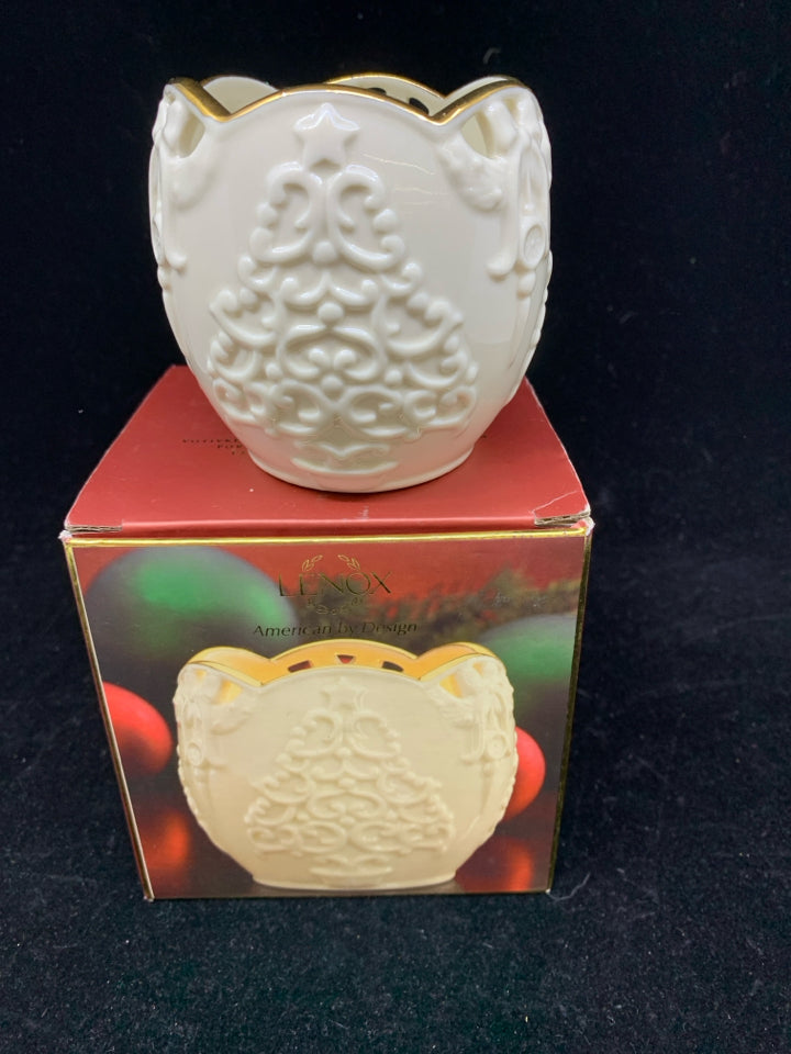 NIB LENOX MERRY TREE VOTIVE HOLDER.