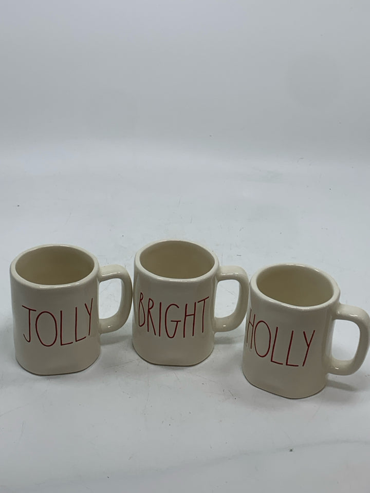 RAE DUNN HOLLY BRIGHT JOLLY ESPRESSO CUPS.
