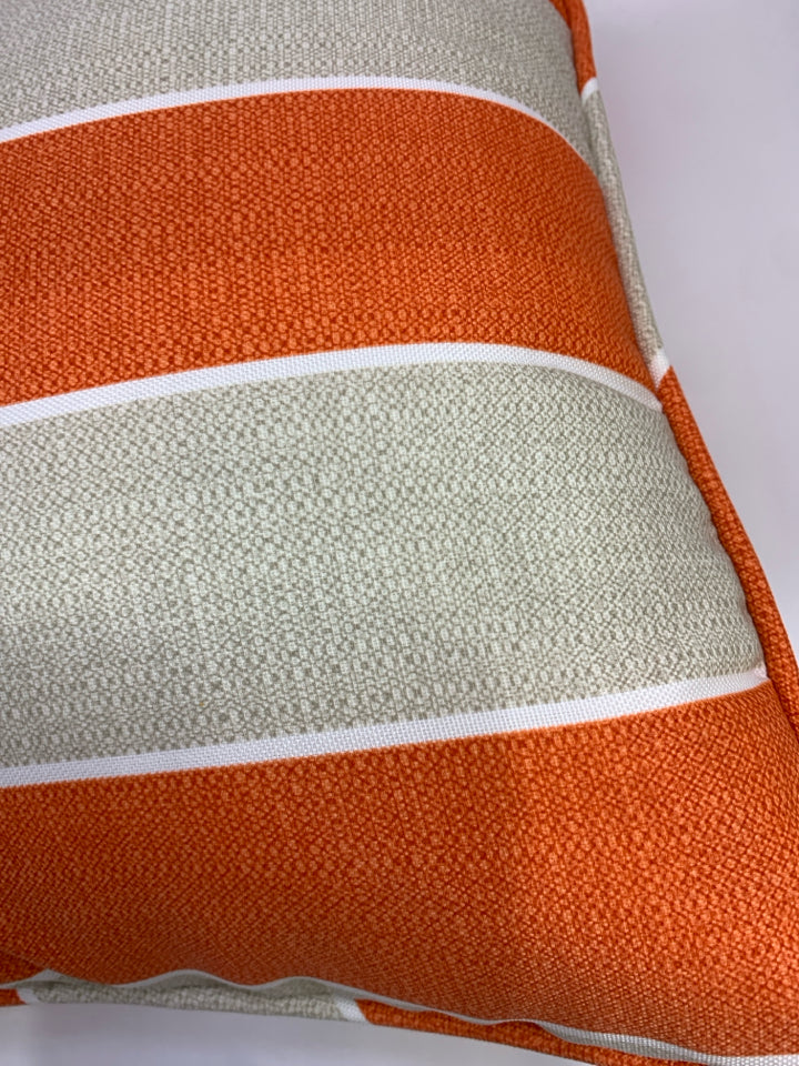ORANGE & CREAM DOMAIN STRIPED PILLOW.