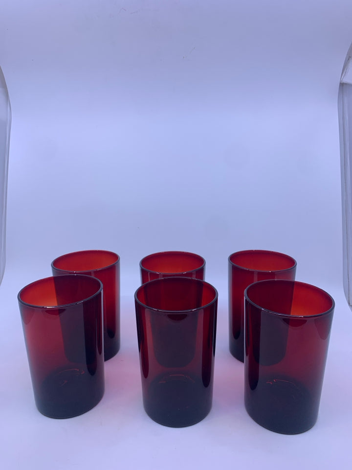 6 RED DRINKING GLASSES 5.