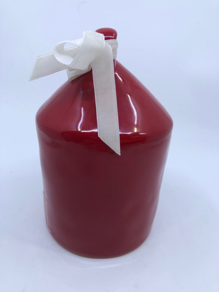 RED ROUND RAE DUNN DUNN HOME BIRD HOUSE.