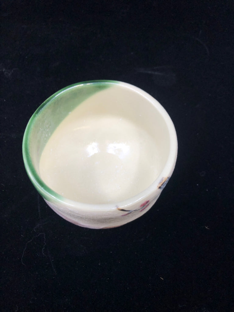 JAPANESE MATCHA BOWL  W/ PLUM ON STEM DESIGN.