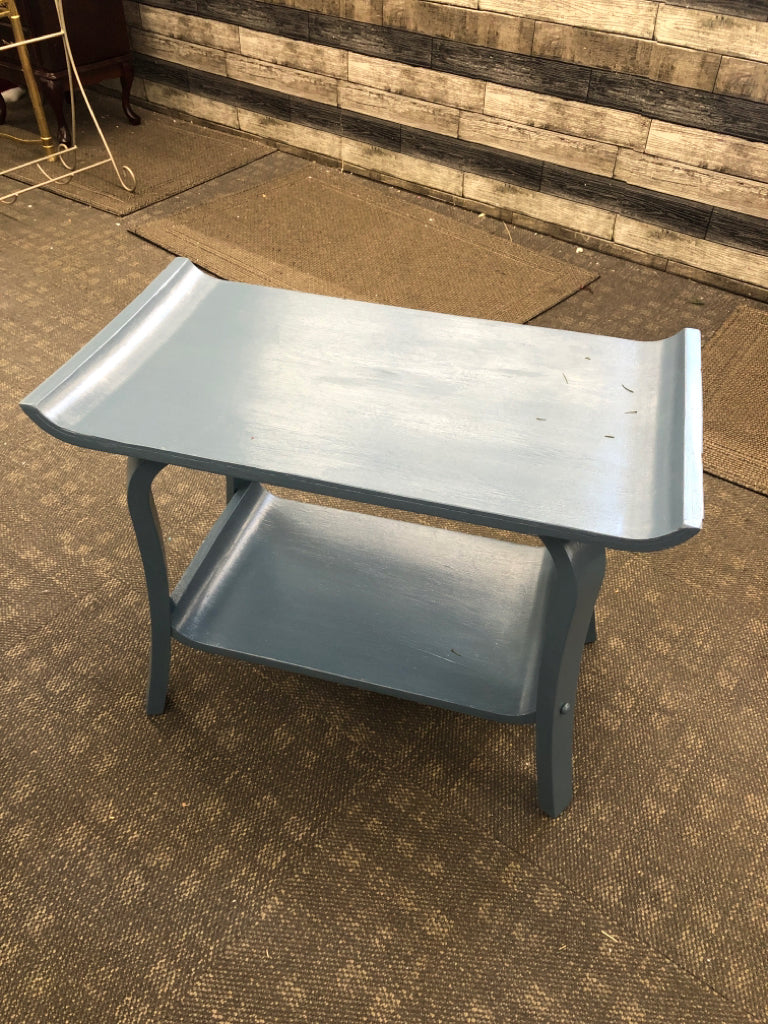 CURVED-TOP 2-TIER COFFEE TABLE BLUE.