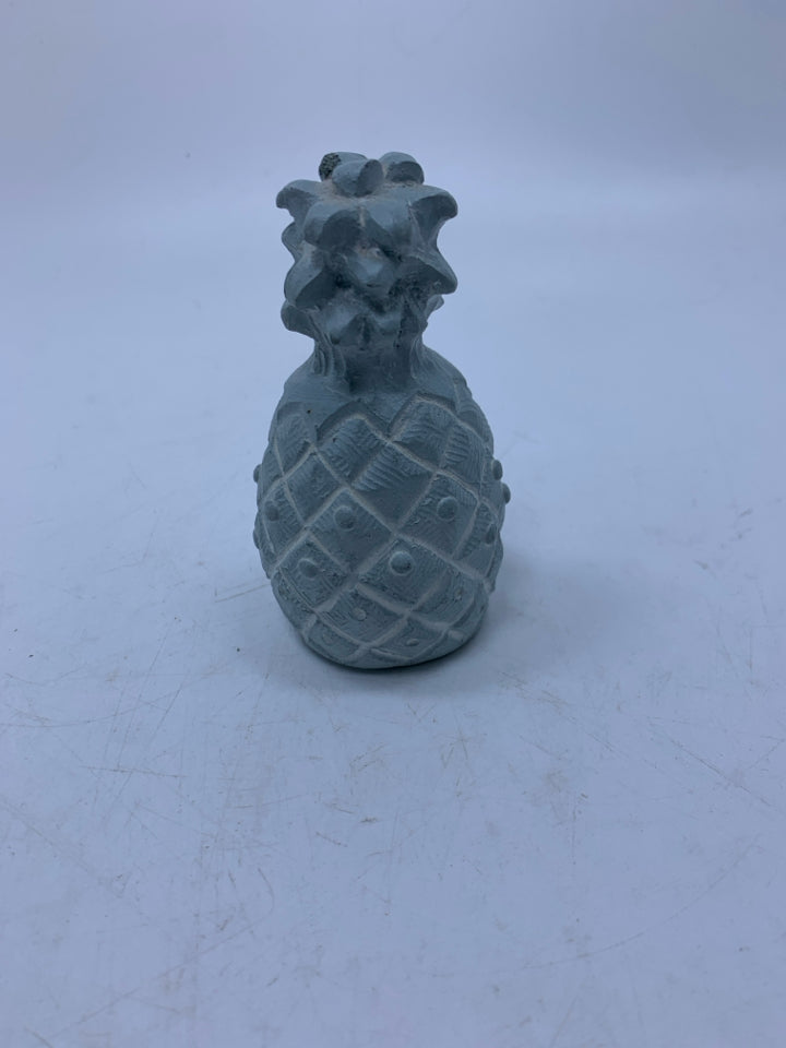 WHITE WASHED LIGHT BLUE PINEAPPLE SCULPTURE MADE BY ISABEL BLOOM 2005.