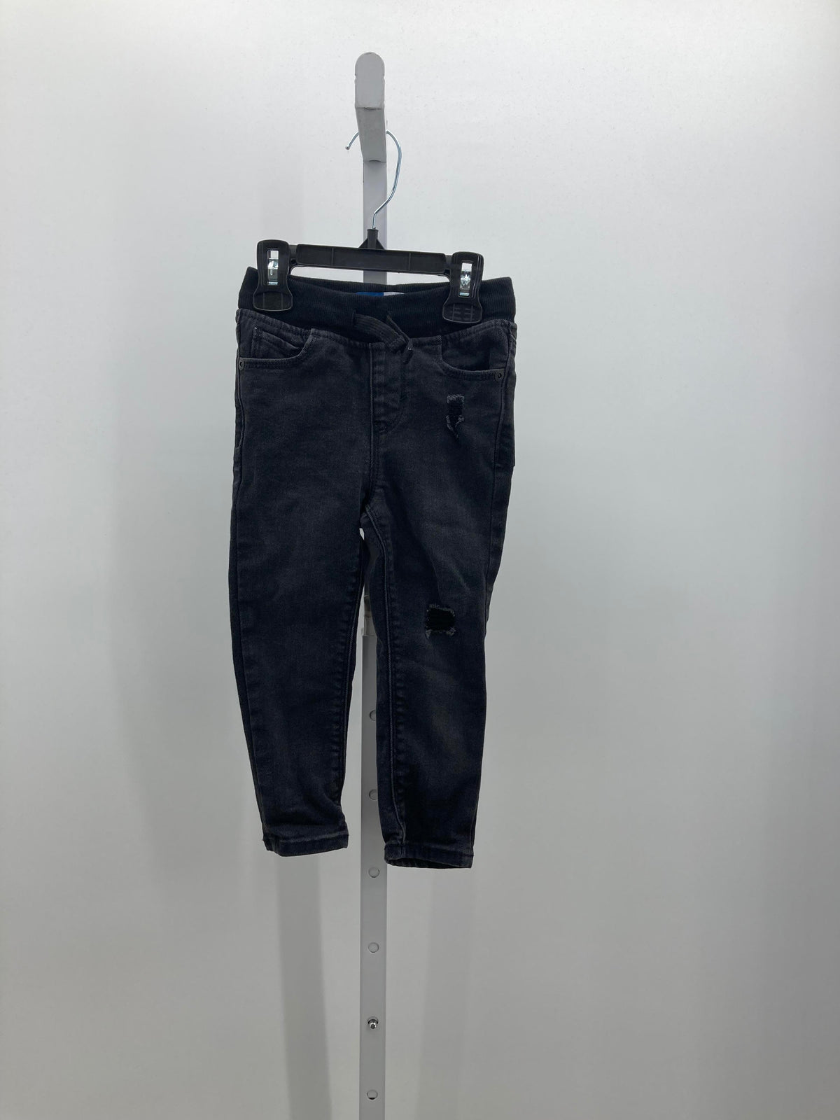 DISTRESSED SKINNY PULL ON JEANS