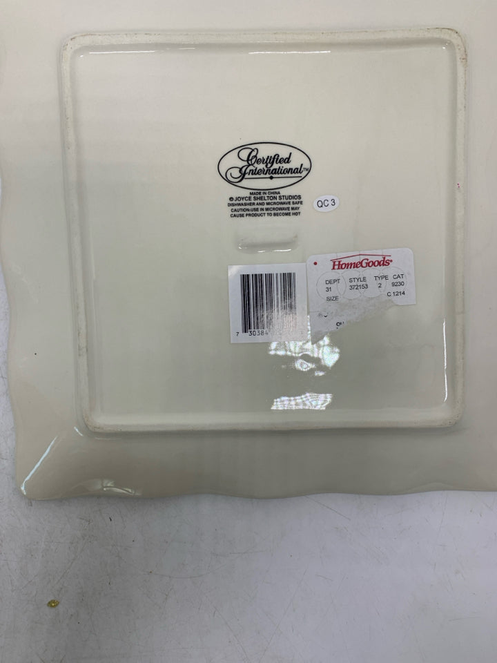 4 GREEN/RED CERTIFIED INTERNATIONAL 3 PLATES 1 PLATTER.